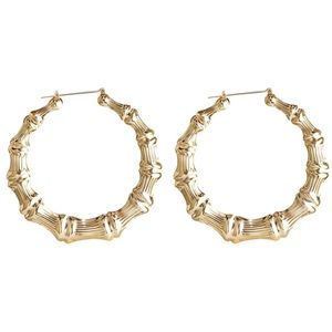 🌿Bamboo Hoop gold tone earrings